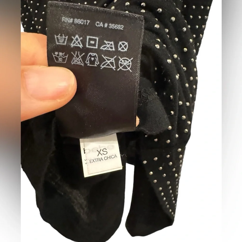 BEBE black bodycon dress with silver studs